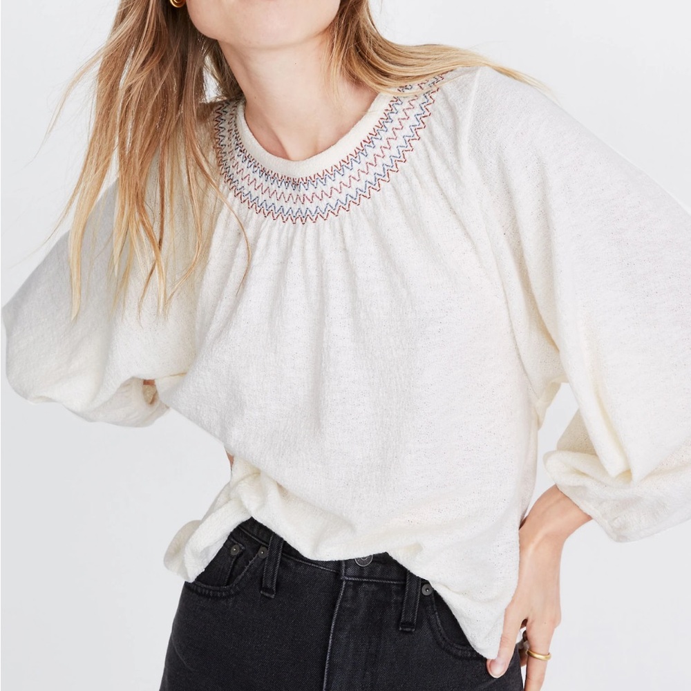 Superlight Jacquard Embroidered Smocked Top